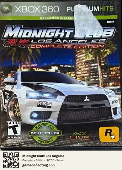 Midnight Club: Los Angeles Xbox 360, NTSC box front