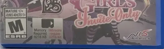 Criminal Girls: Invite Only, the ESRB box on its front