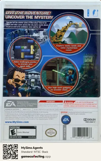 MySims Agents Nintendo Wii, NTSC box back