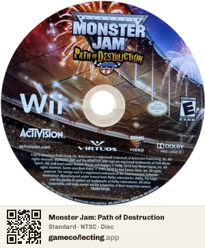 Monster Jam: Path of Destruction Nintendo Wii, NTSC disc