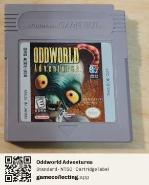 Oddworld Adventures Game Boy, NTSC cartridge label