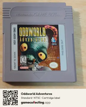 Oddworld Adventures Game Boy, NTSC cartridge label