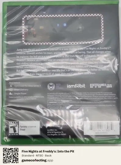 Five Nights at Freddy's: Into the Pit Xbox Series X, NTSC box back