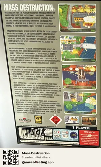 Mass Destruction Sega Saturn, PAL box back