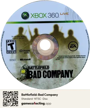 Battlefield: Bad Company Xbox 360, NTSC disc