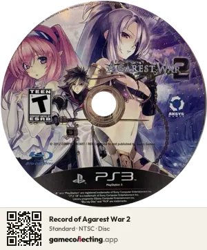 Record of Agarest War 2 PlayStation 3, NTSC disc