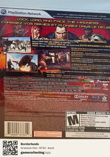 Borderlands PlayStation 3, NTSC box back