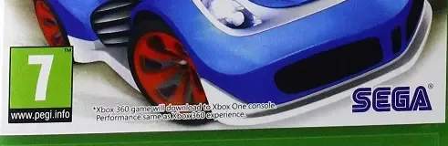 Sonic & All-Stars Racing Transformed, the PEGI square on its front