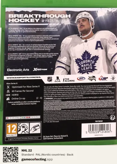 NHL 22 Xbox Series X, Nordic countries box back