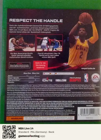 NBA Live 14 Xbox One, Germany box back