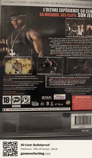 50 Cent: Bulletproof PlayStation 2, France box back