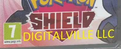 Pokémon Shield, the PEGI square on its front