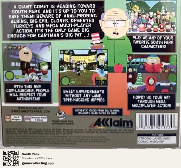South Park PlayStation, NTSC box back