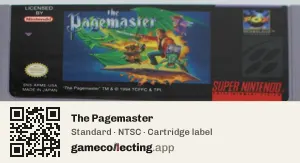 The Pagemaster Super Nintendo Entertainment System, NTSC cartridge label