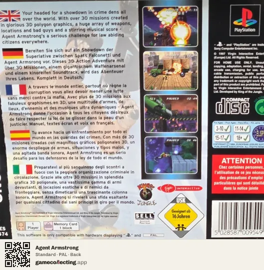 Agent Armstrong PlayStation, PAL box back