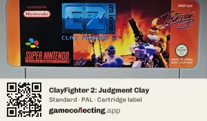 ClayFighter 2: Judgment Clay Super Nintendo Entertainment System, PAL cartridge label
