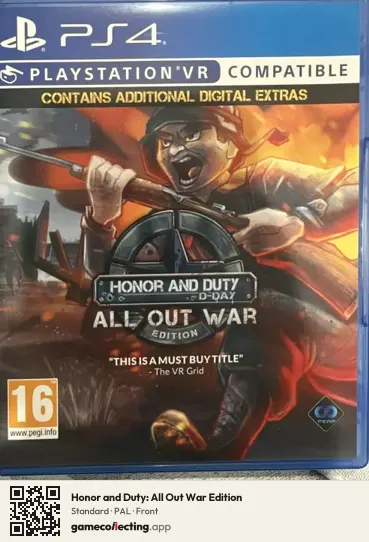 Honor and Duty: All Out War Edition PlayStation 4, PAL box front