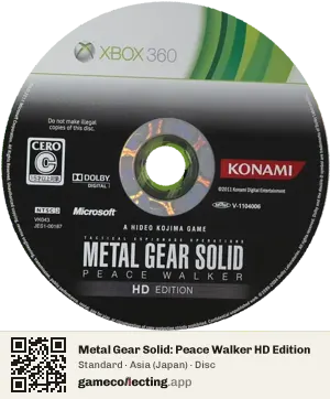 Metal Gear Solid: Peace Walker HD Edition Xbox 360, Asia disc