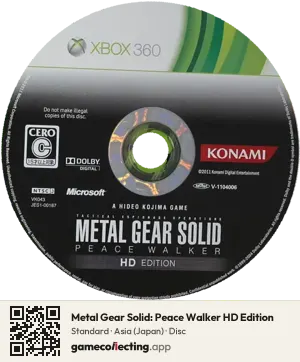 Metal Gear Solid: Peace Walker HD Edition Xbox 360, Asia disc