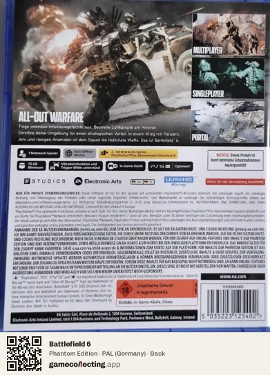Battlefield 6 PlayStation 5, Germany box back