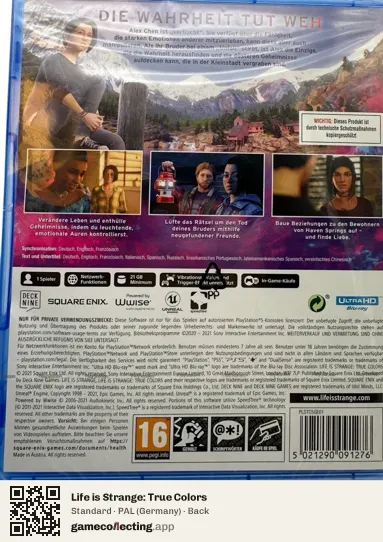 Life is Strange: True Colors PlayStation 5, Germany box back