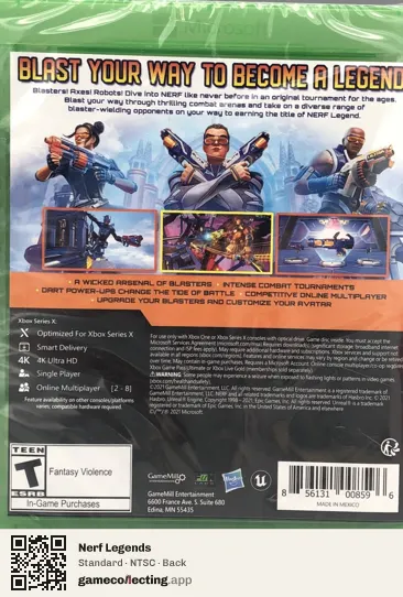 Nerf Legends Xbox Series X, NTSC box back