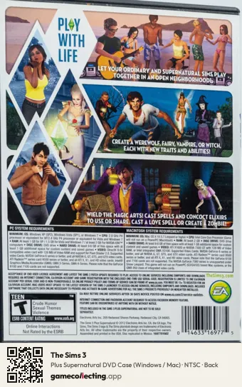 The Sims 3 Computer, NTSC box back