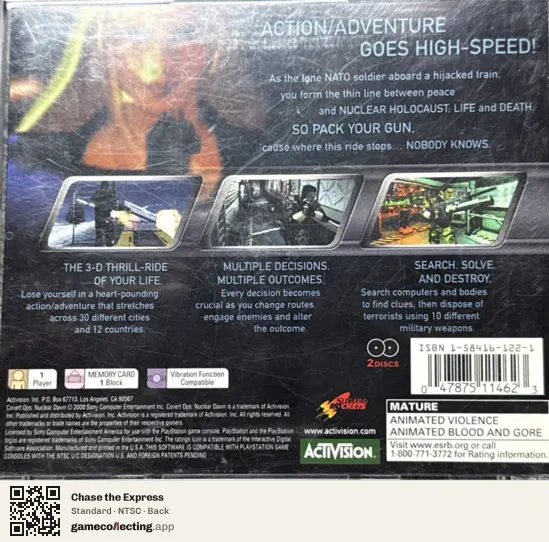 Chase the Express PlayStation, NTSC box back