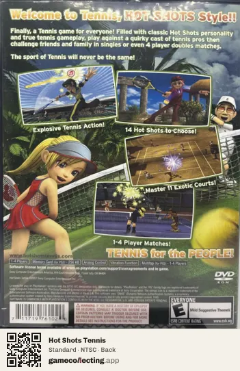 Hot Shots Tennis PlayStation 2, NTSC box back