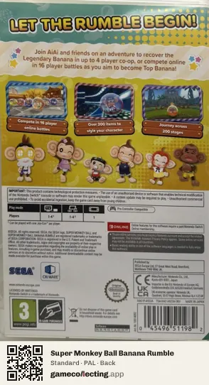 Super Monkey Ball Banana Rumble Nintendo Switch, PAL box back