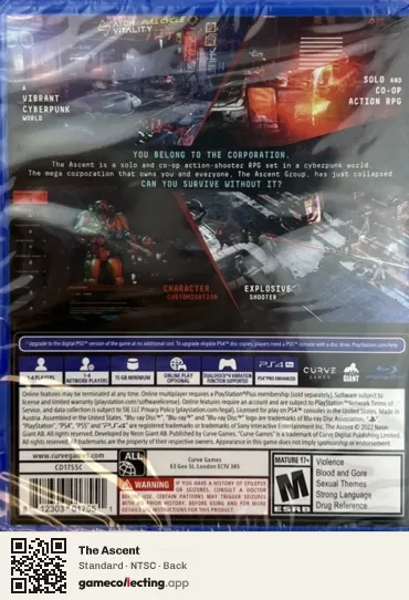 The Ascent PlayStation 4, NTSC box back