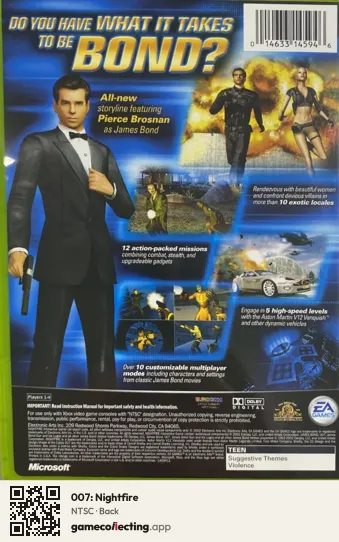 007: Nightfire Xbox, NTSC box back