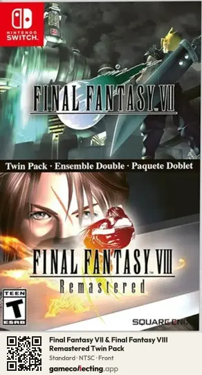 Final Fantasy VII & Final Fantasy VIII Remastered Twin Pack Nintendo Switch, NTSC box front