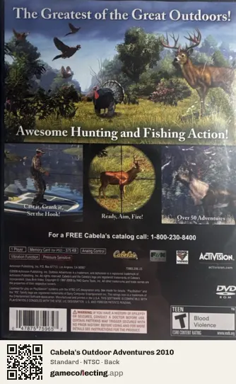 Cabela's Outdoor Adventures 2010 PlayStation 2, NTSC box back