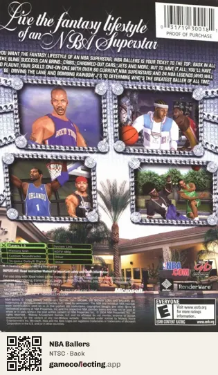 NBA Ballers Xbox, NTSC box back