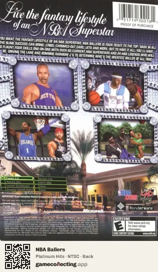 NBA Ballers Xbox, NTSC box back