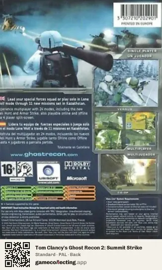 Tom Clancy's Ghost Recon 2: Summit Strike Xbox, PAL box back