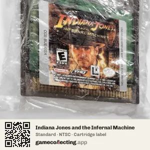 Indiana Jones and the Infernal Machine Game Boy Color, NTSC cartridge label