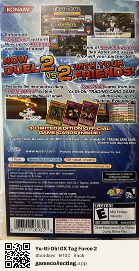 Yu-Gi-Oh! GX Tag Force 2 PlayStation Portable, NTSC box back