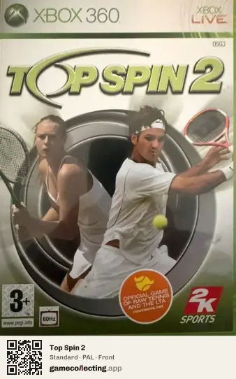 Top Spin 2 Xbox 360, PAL box front