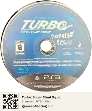 Turbo: Super Stunt Squad PlayStation 3, NTSC disc
