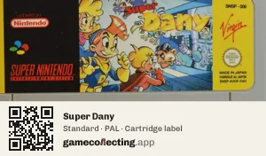 Super Dany Super Nintendo Entertainment System, PAL cartridge label