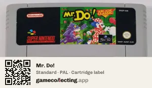 Mr. Do! Super Nintendo Entertainment System, PAL cartridge label