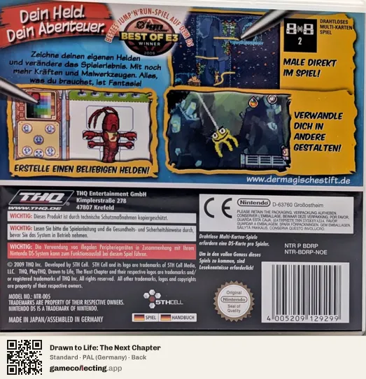 Drawn to Life: The Next Chapter Nintendo DS, Germany box back