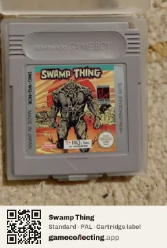 Swamp Thing Game Boy, PAL cartridge label