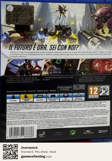 Overwatch PlayStation 4, Italy box back