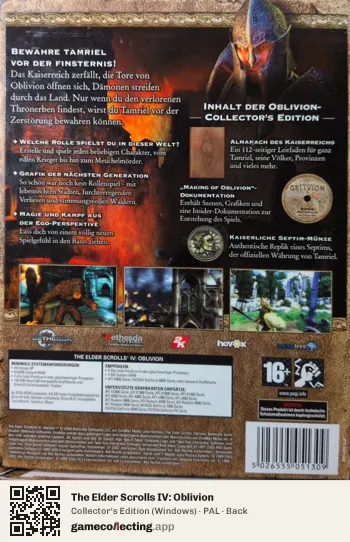 The Elder Scrolls IV: Oblivion Computer, PAL box back