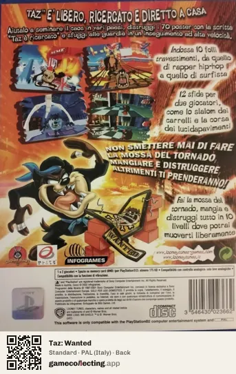 Taz: Wanted PlayStation 2, Italy box back