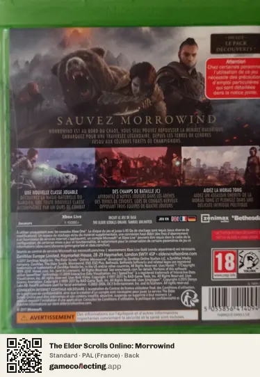 The Elder Scrolls Online: Morrowind Xbox One, France box back