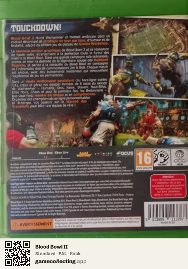Blood Bowl II Xbox One, PAL box back